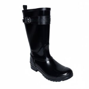 Sperry Black Tall Walker Rubber Rain Boots Buckle Accent Waterproof Size 7